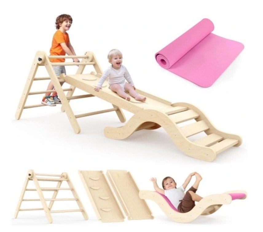 Montessori klatrestativ / stige vegg Lekeplass i tre 7 i 1