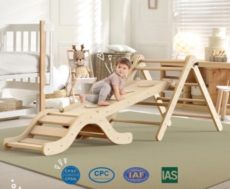 Montessori klatrestativ / stige vegg Lekeplass i tre 7 i 1