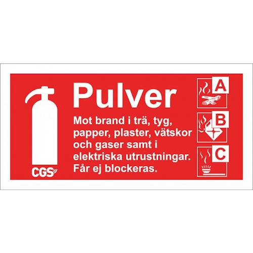 CGS skylt pulver 10x20 cm röd/vit, vinyl