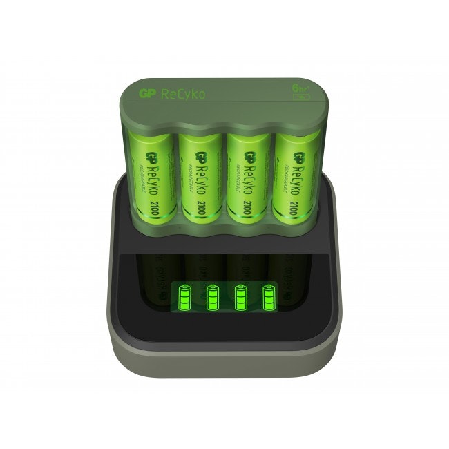 6-pack GP ReCyko Everyday-batteriaddare B421 (USB) med laddstation D451, inkl. 4st AA 2100mAh NiMH-batterier