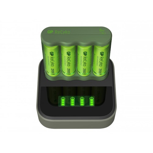 6-pack GP ReCyko Everyday-batteriaddare B421 (USB) med laddstation D451, inkl. 4st AA 2100mAh NiMH-batterier