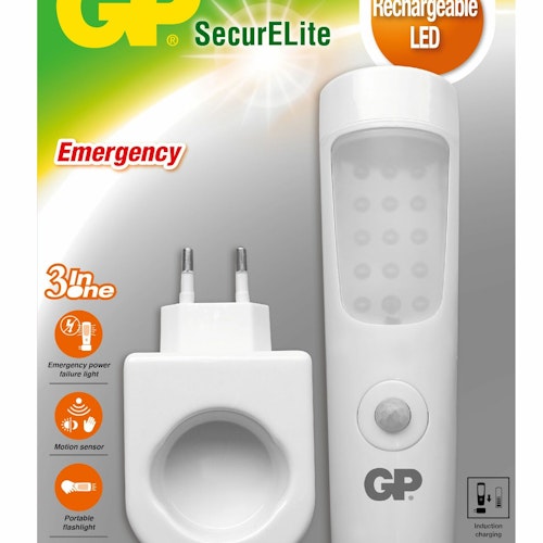 GP SecurELite 3in1, laddningsbar ficklampa och nödljus