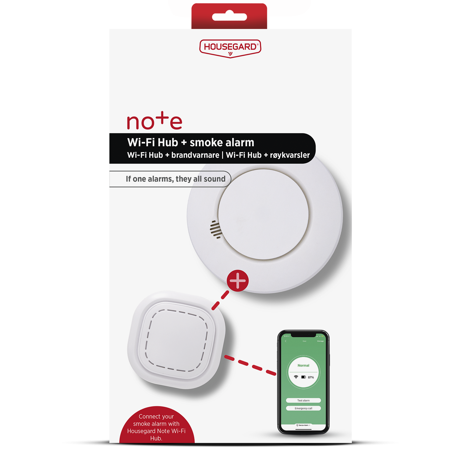 Housegard Note GW124NX Hub Wifi + SA424WS Smart Brandvarnare