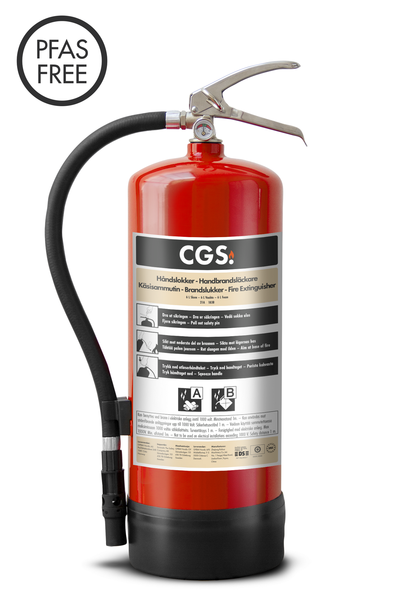 CGS 6 L skumsläckare PFAS fri, FE6CR-C, 27A 144B