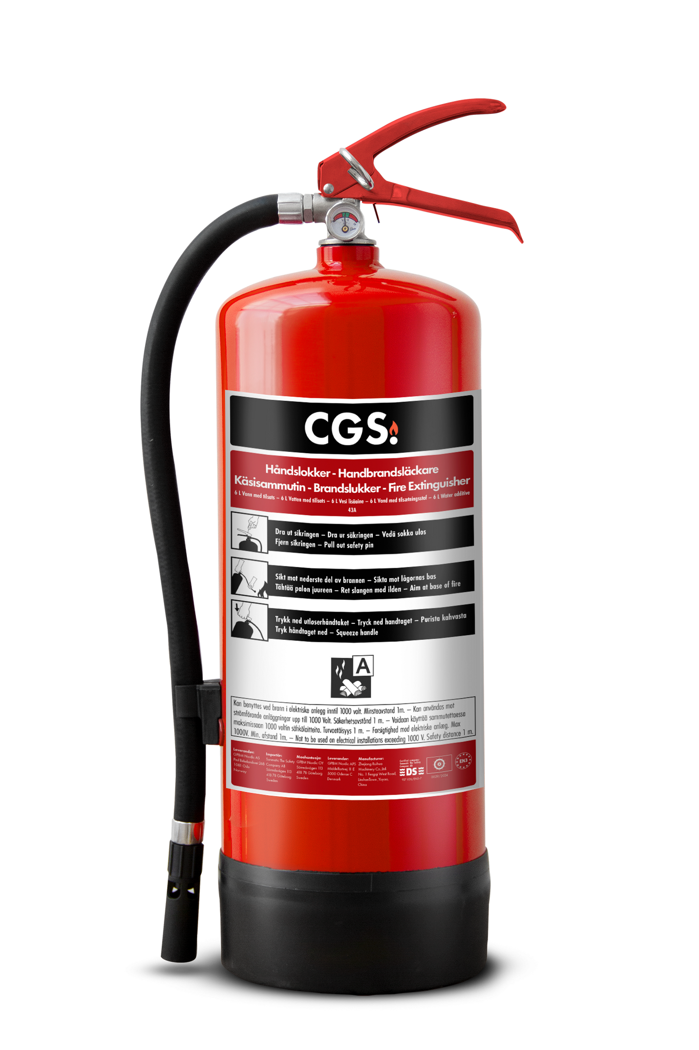4-pack CGS 6 L vattenbrandsläckare med fluorfri tillsats, WAE6CR-B
