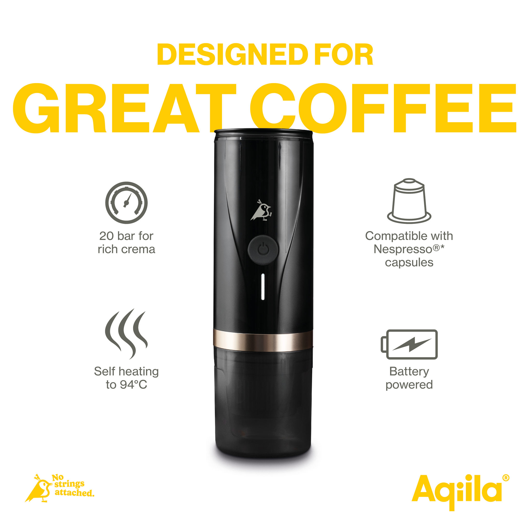 Aqiila Coffeebird – Bärbar espressomaskin