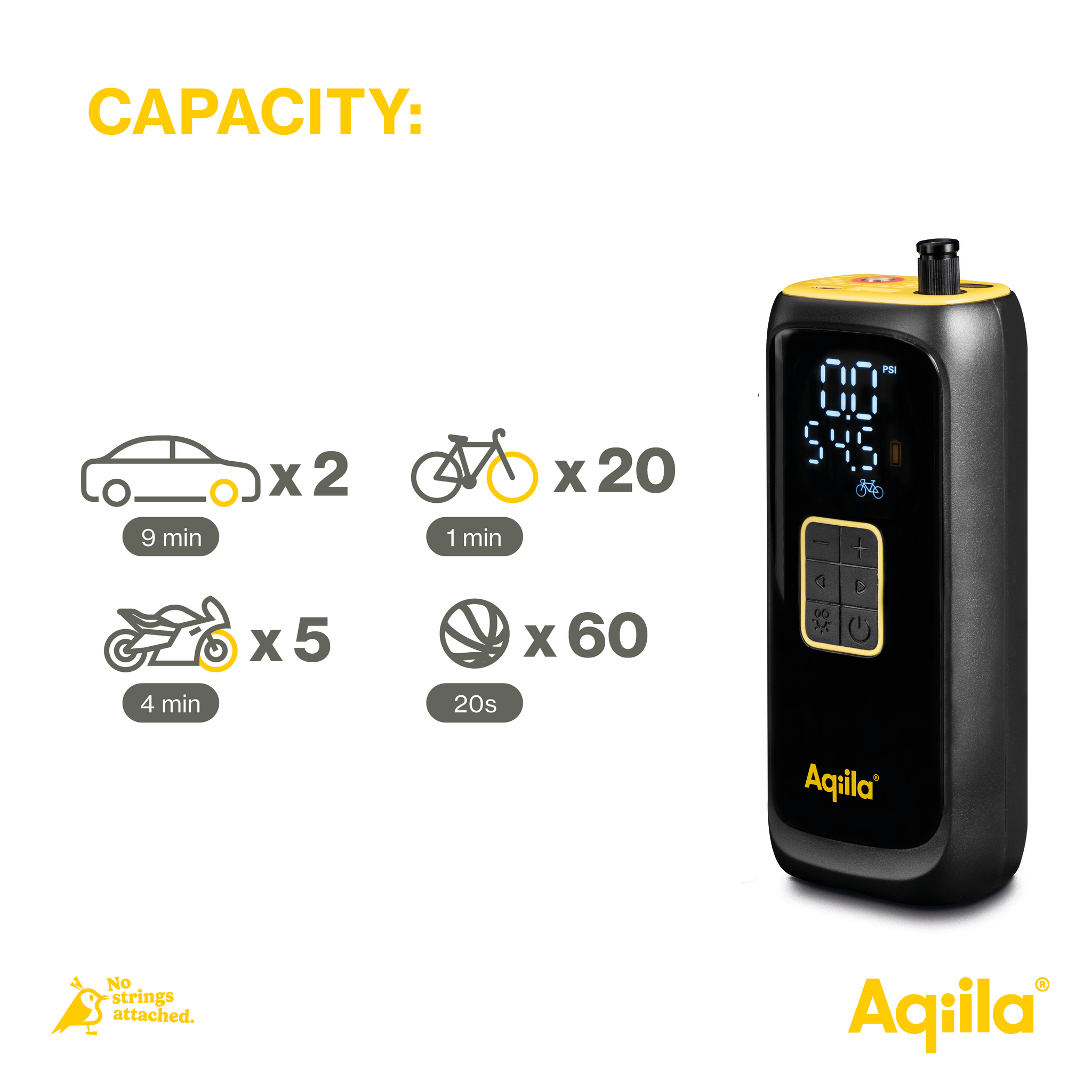 Aqiila Airbird C4 – Luftpump, bärbar kompressor, powerbank, ficklampa