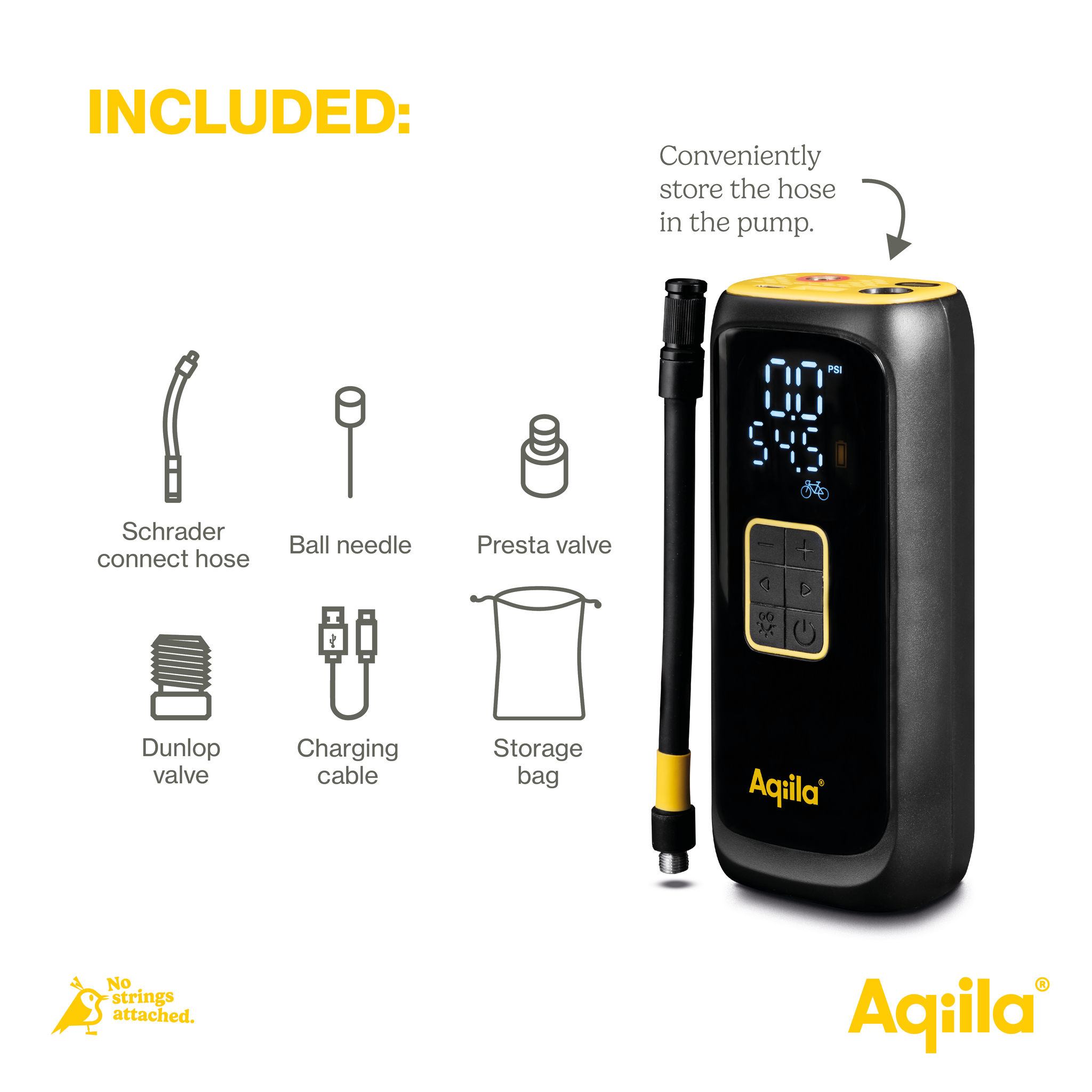 Aqiila Airbird C4 – Luftpump, bärbar kompressor, powerbank, ficklampa
