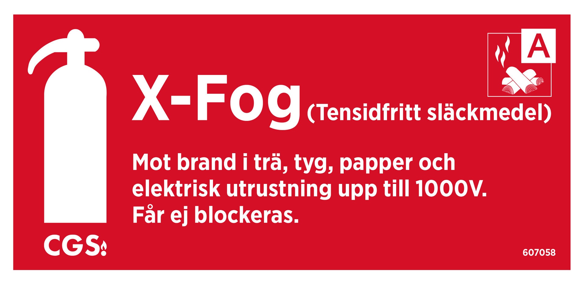 CGS skylt X-fog 10x20 cm röd/vit, vinyl