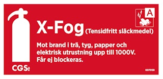 CGS skylt X-fog 10x20 cm röd/vit, vinyl