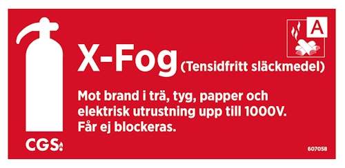 CGS skylt X-fog 10x20 cm röd/vit, vinyl