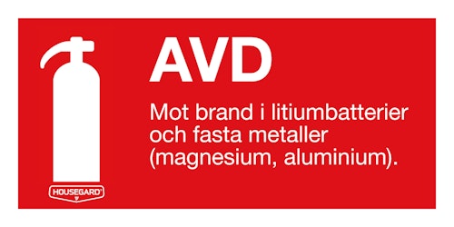 Housegard skylt AVD 10x20 cm röd/vit, vinyl