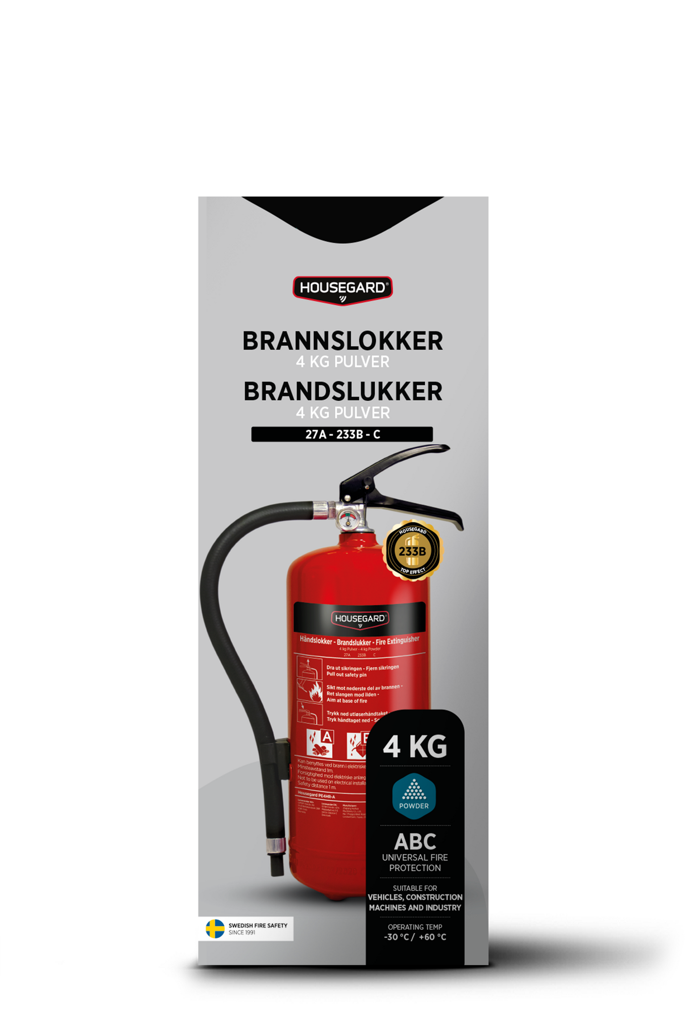 Housegard 4 kg pulversläckare, röd, PE4HR-A