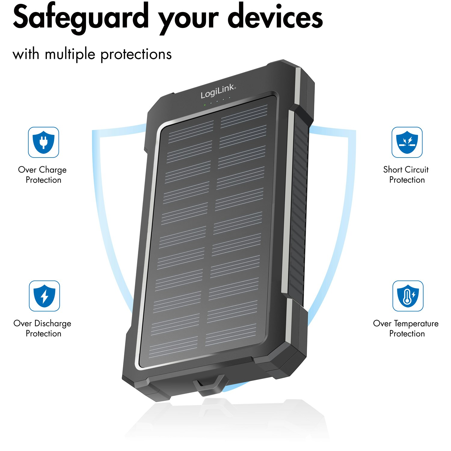 PowerBank 10.000 mAh 12W Solcell Svart