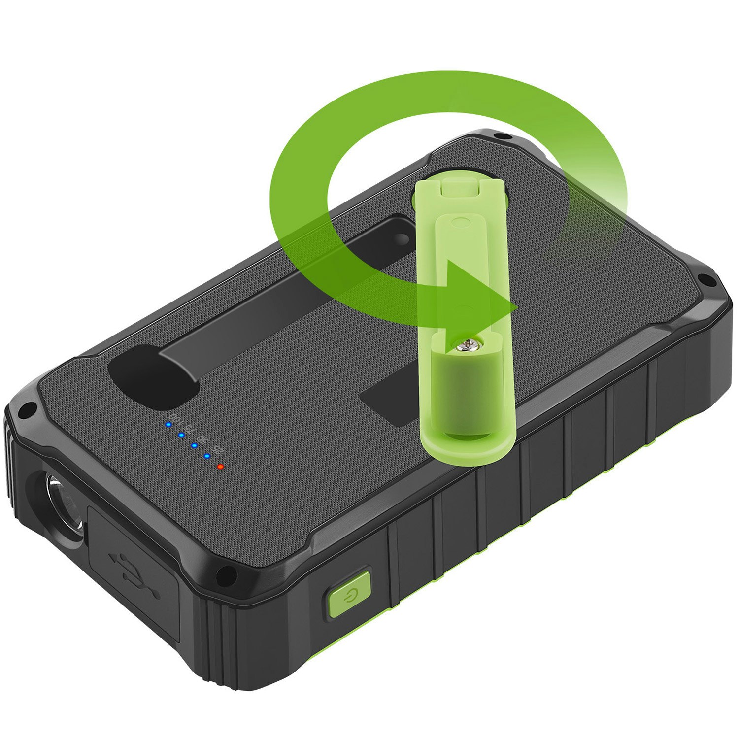 PowerBank 10.000 mAh Solcell Vev Svart/Grön
