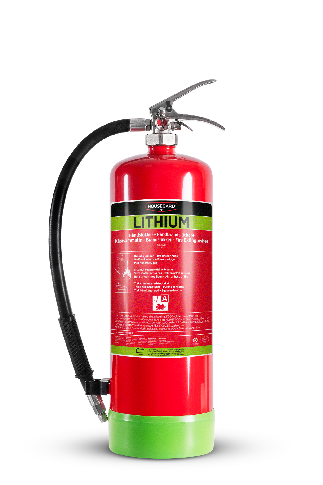 Housegard 6 liter AVD brandsläckare, röd, LITHEX6