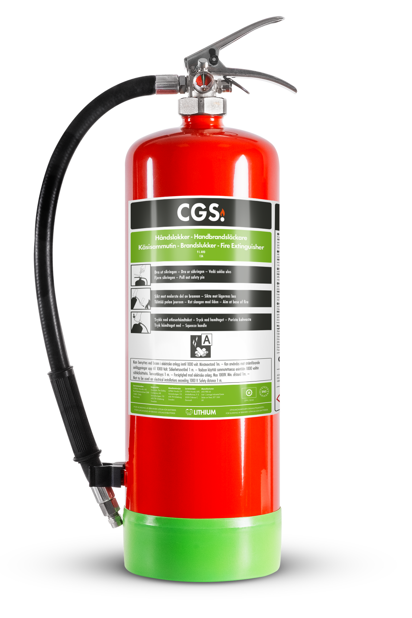 CGS 9 liter AVD brandsläckare, LITHEX9