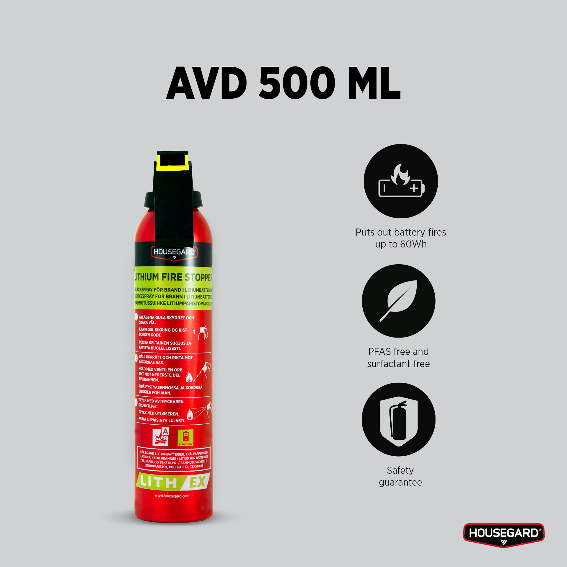 Housegard Lith-EX släckspray AVD, 500 ml