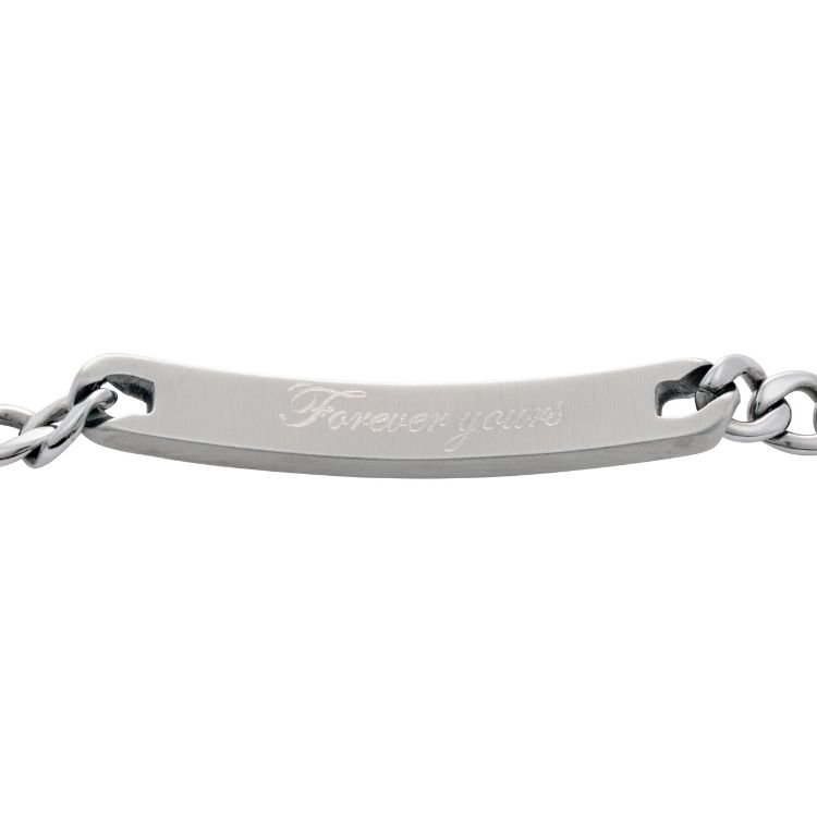 Steel bracelet, engraving, forever yours, silver