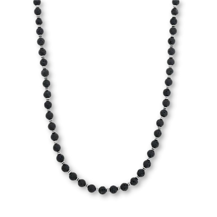 Beadshalsband med svart lavasten - ByBillgren.com
