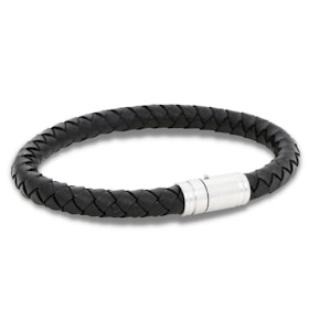 LINUS | Leather bracelet | Black steel