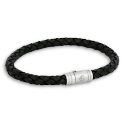 LIAM | Leather bracelet | Black steel