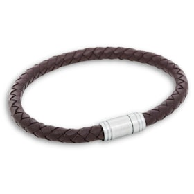 LIAM | Leather bracelet | Brown / Steel