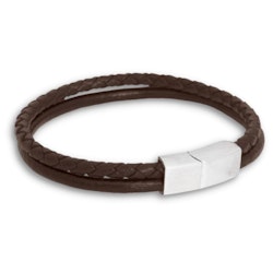 LEON | Leather bracelet | Brown / Steel