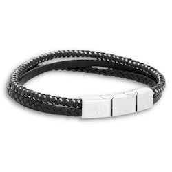LINO | Leather bracelet | Black steel