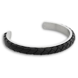 STUART | Steel bracelet | Black / Leather