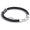 Silver/Leather bracelet | Oxidized silver tube