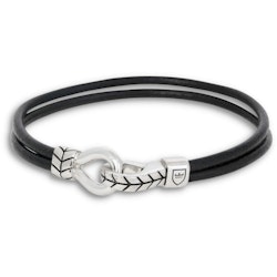 Silver/Leather Bracelet | Black
