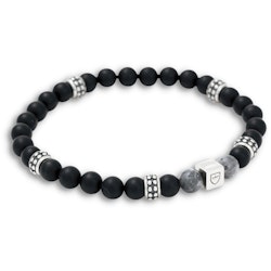 Silver/Beadsarmband | Onyx/Jaspis