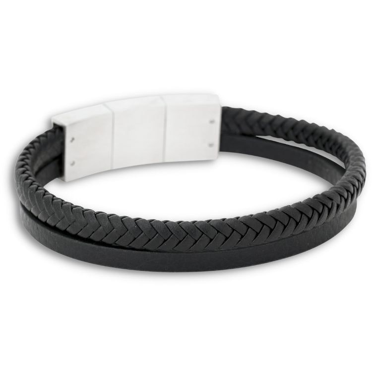 Svart läderarmband för herr.