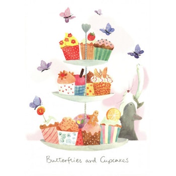 Dubbelkort Butterflies and Cupcakes