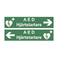 Skylt, AED Hjärtstartare med pil