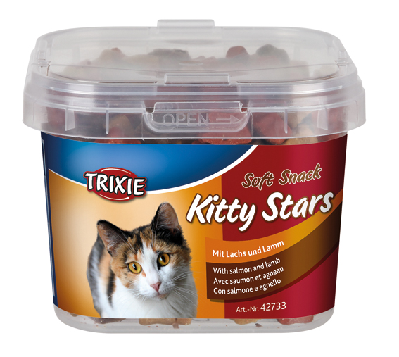 Framsidan av Trixie Soft Snack Kitty Stars 140 g, ett mjukt kattgodis.
