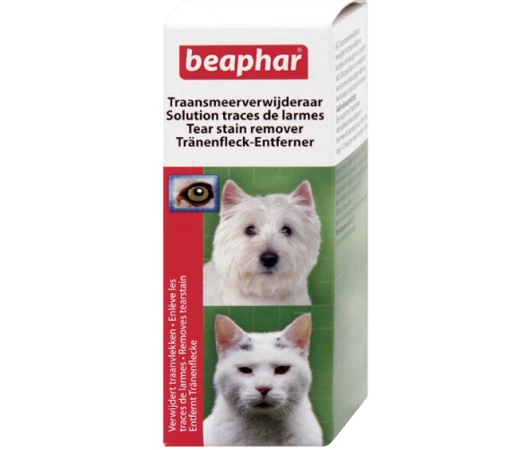 Framsidan av Beaphars tårfläckborttagare för både katter och hundar.