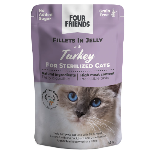 Framsidan av Four Friends Sterilized Turkey In Jelly.