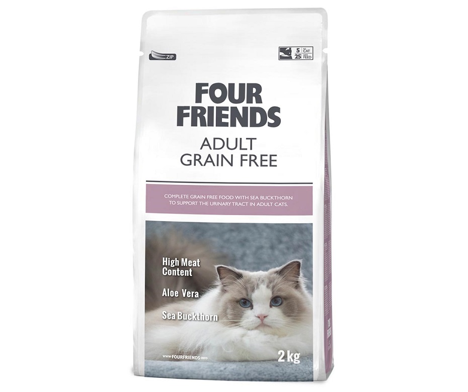 Framsidan av Four Friends Grain Free Adult 2 kg.