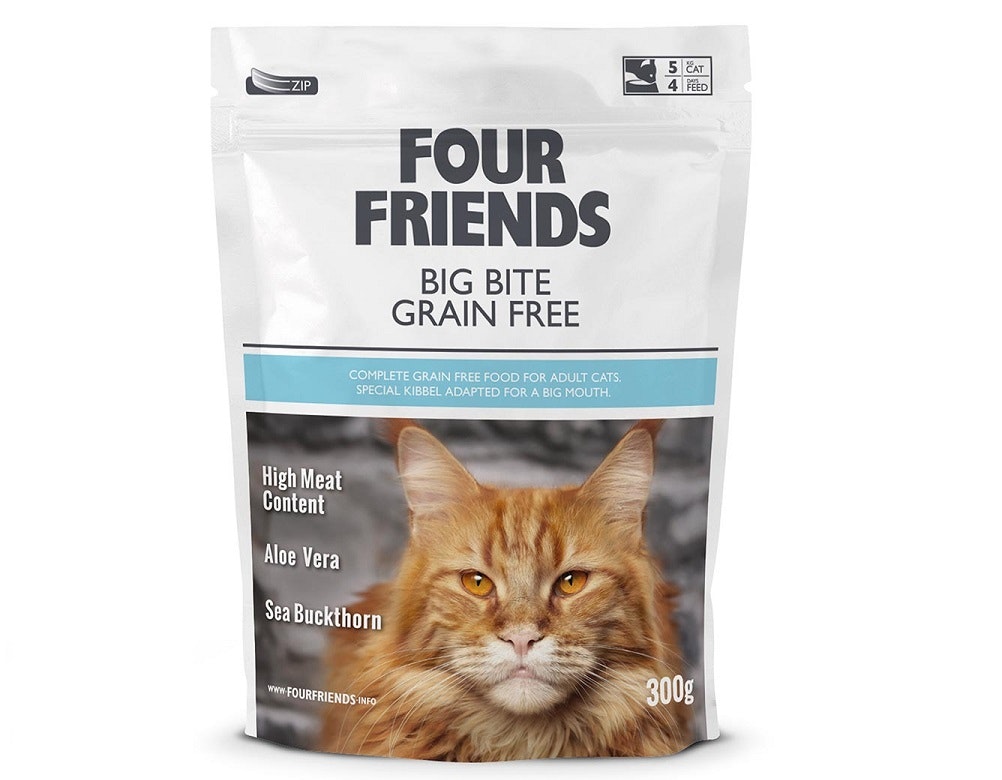 Framsidan av Four Friends Big Bite Grain Free 300 gram.