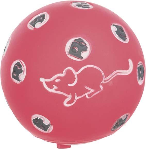 En röd aktivitetsboll för katter.