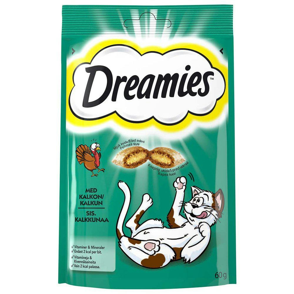Framsidan av Dreamies med smak av kalkon.