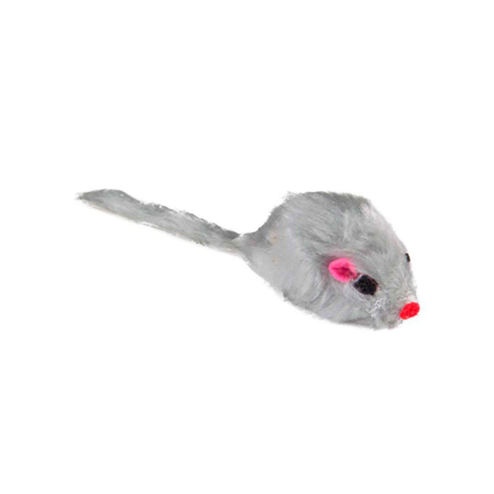 En liten grå kattleksak formad som en mus.