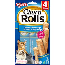 Churu Cat Rolls Chicken & Tuna Wrap With Scallop