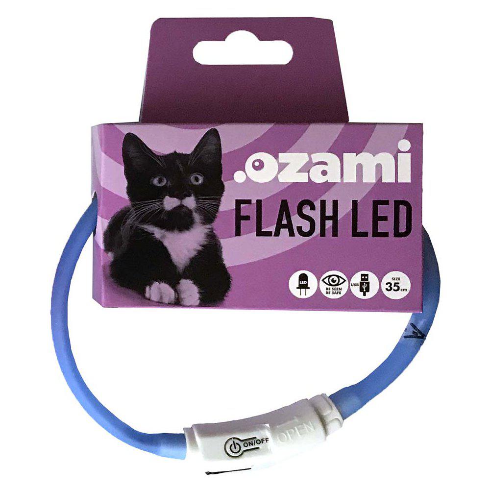 Ett blått LED-halsband för katter.