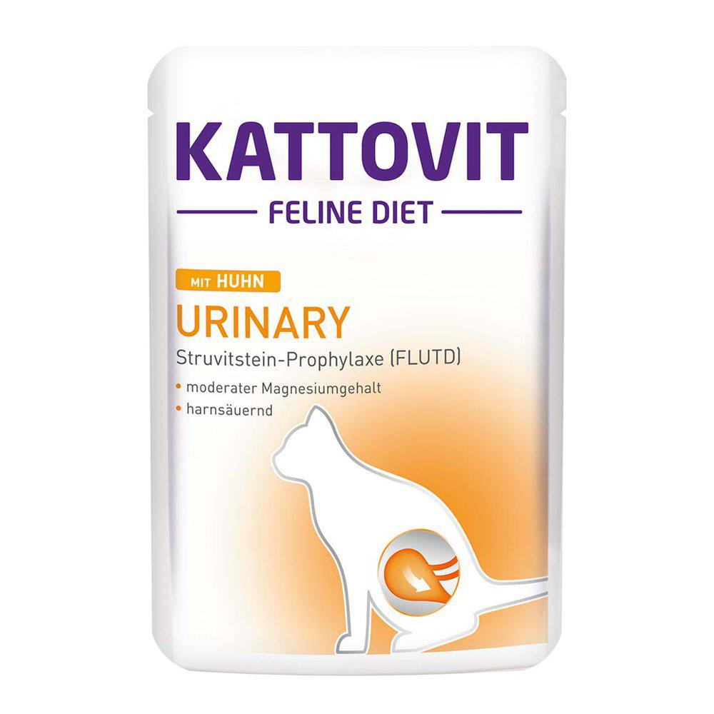 Framsidan av Kattovit Feline Diet Urinary Kyckling.