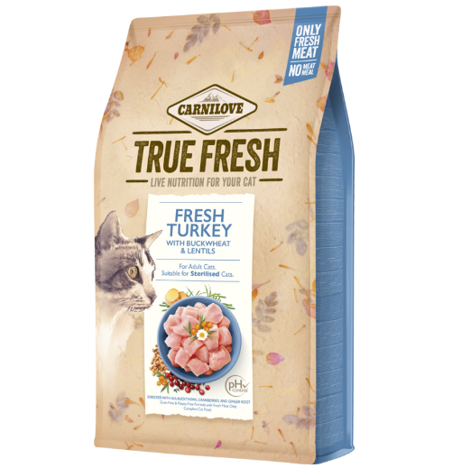 Framsidan av förpackningen för Carnilove Cat True Fresh Turkey.