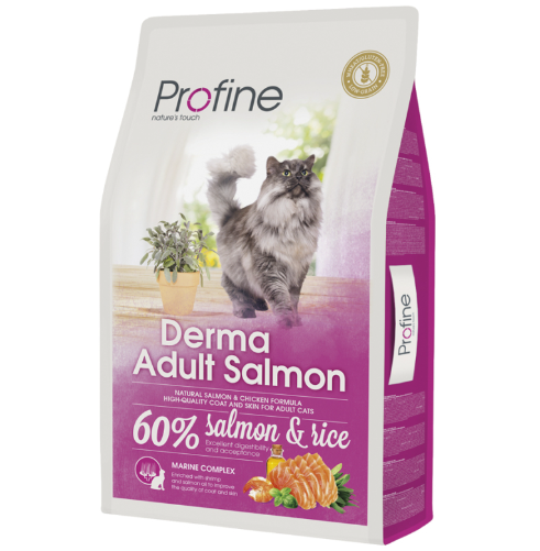 Framsidan av förpackningen för Profine Cat Derma Adult Salmon.