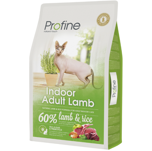 Framsidan av förpackningen för Profine Cat Indoor Adult Lamb.